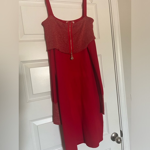 Red Sweater Dress - Picture 2 of 8